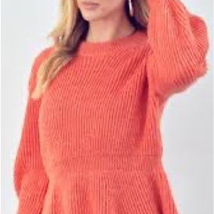 NWT &merci orange peplum sweater